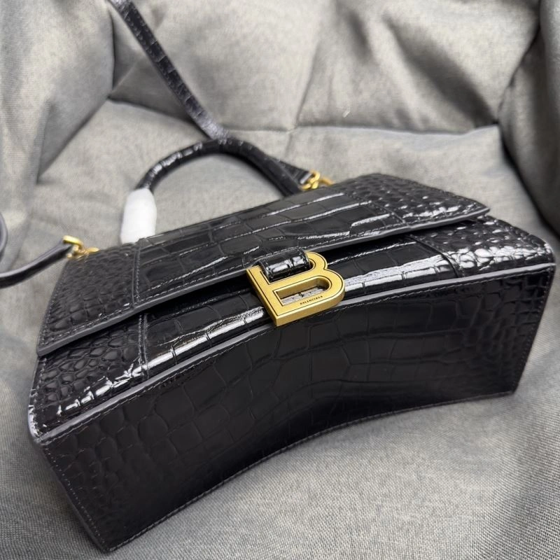 Balenciaga Hourglass Crocodile Pattern Black Gold Bag Efficient 70019