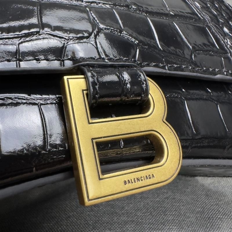 Balenciaga Hourglass Crocodile Pattern Black Gold Bag Efficient 70019