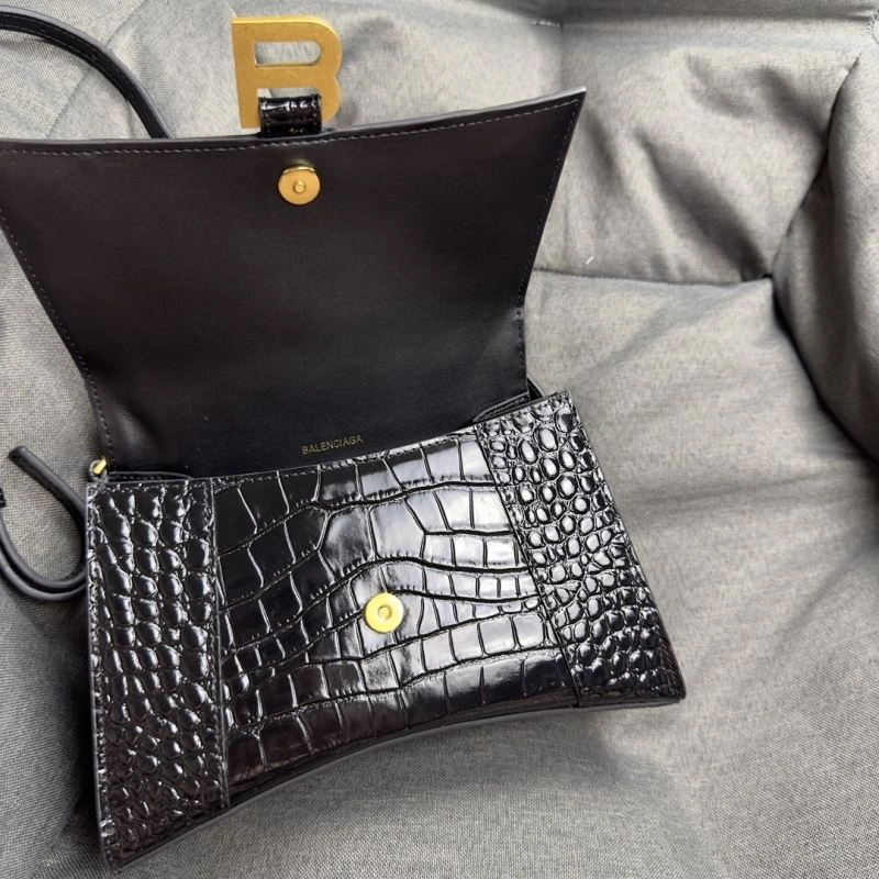 Balenciaga Hourglass Crocodile Pattern Black Gold Bag Efficient 70019