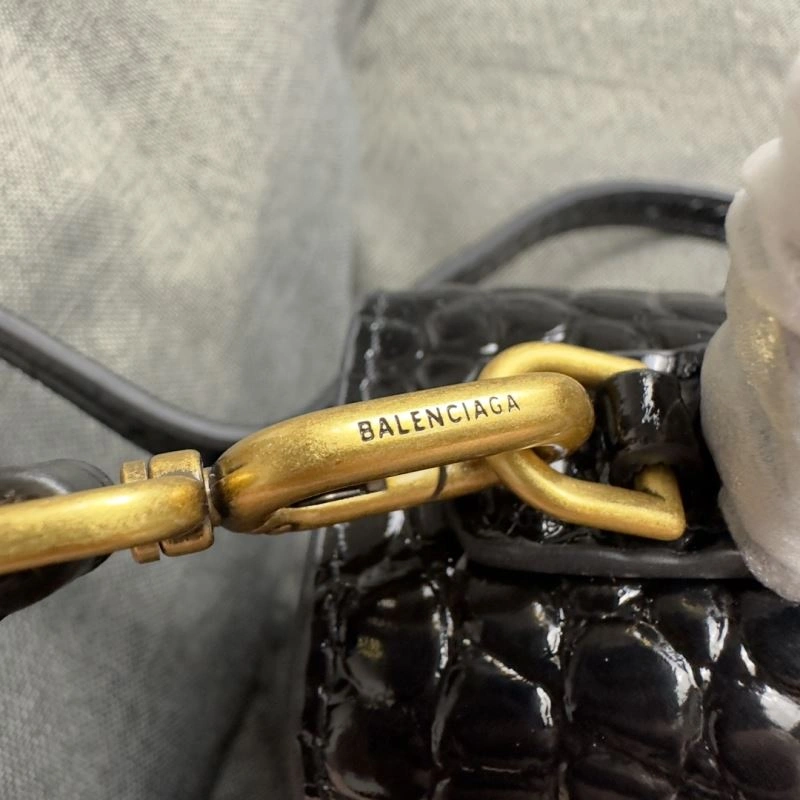 Balenciaga Hourglass Crocodile Pattern Black Gold Bag Efficient 70019