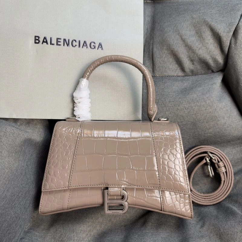 Balenciaga Hourglass Crocodile Print Bag with Silver Buckle Versatile 70035