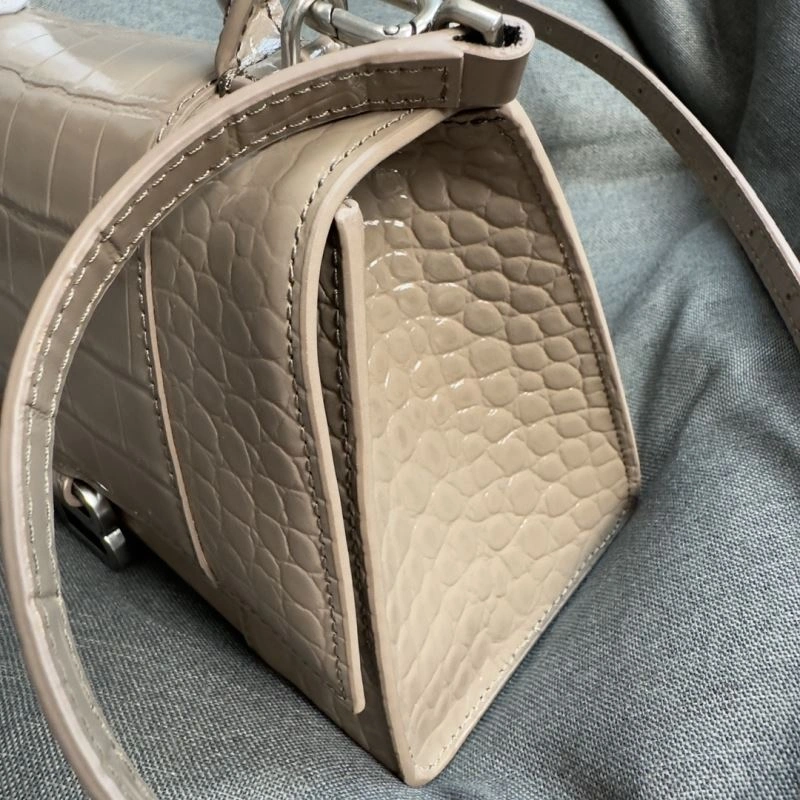 Balenciaga Hourglass Crocodile Print Bag with Silver Buckle Versatile 70035