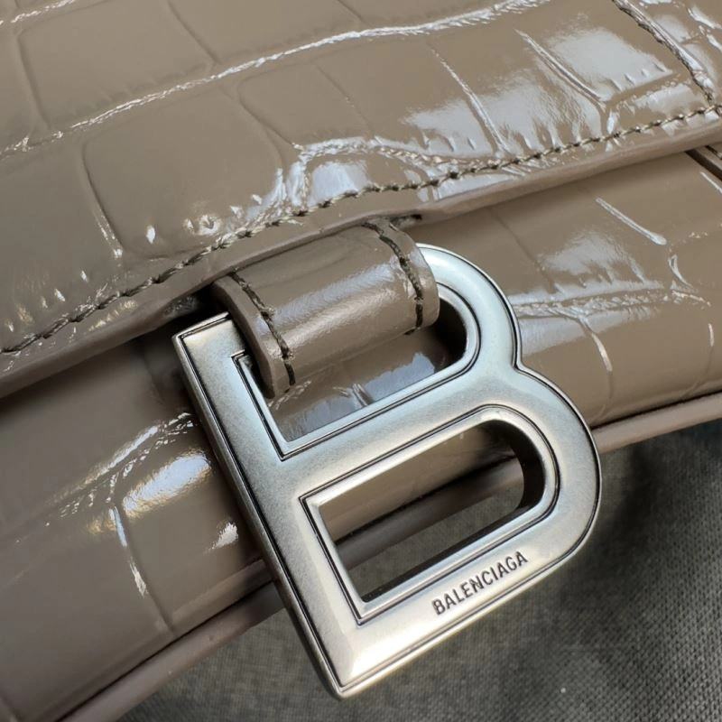 Balenciaga Hourglass Crocodile Print Bag with Silver Buckle Versatile 70035
