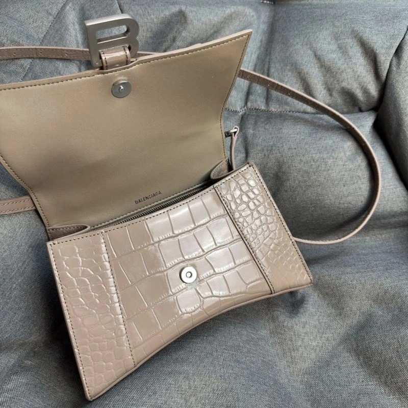 Balenciaga Hourglass Crocodile Print Bag with Silver Buckle Versatile 70035