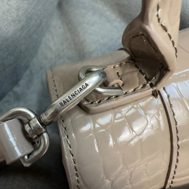 Balenciaga Hourglass Crocodile Print Bag with Silver Buckle Versatile 70035