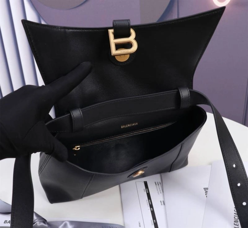 Balenciaga Hourglass Curved Black Bag with Gold Hardware - LG-6068S Original 75312