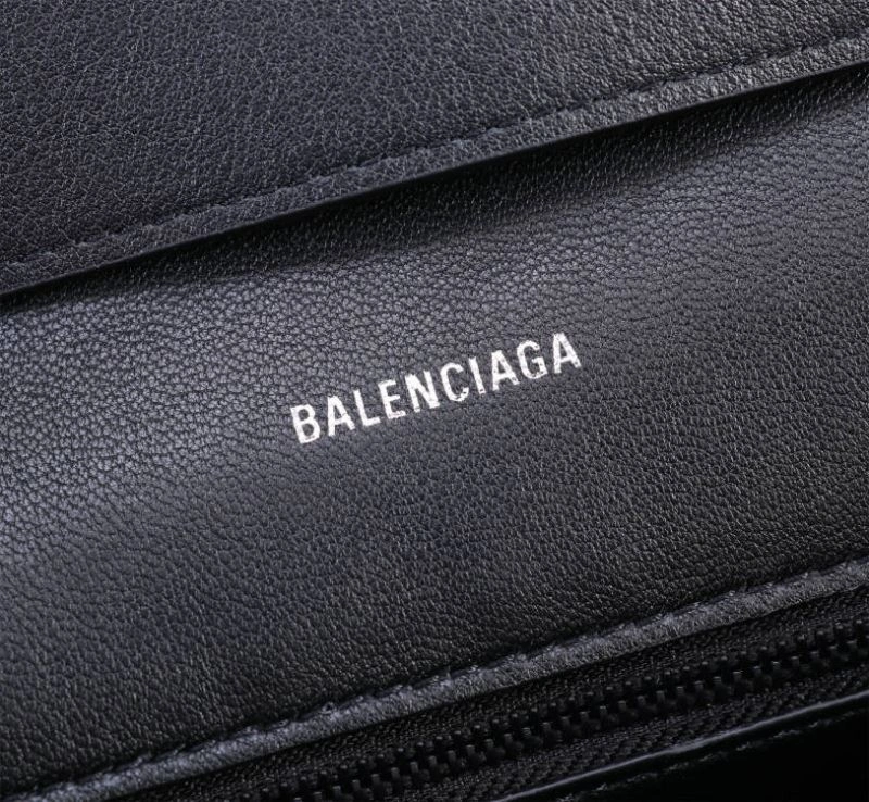 Modern Balenciaga Hourglass Curved Black Sand Timer Bag with Gun Buckle 75323