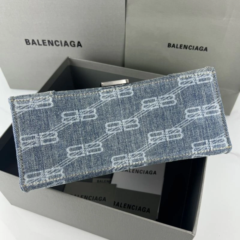 Stretchable Balenciaga Hourglass Denim Blue Leather Bag -  Crescent Design 78684