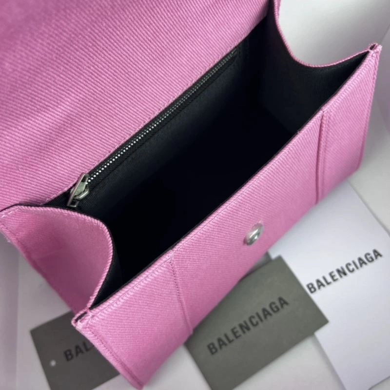 Balenciaga Hourglass Denim Pink Leather Bag -  Curved Design Chic 78696