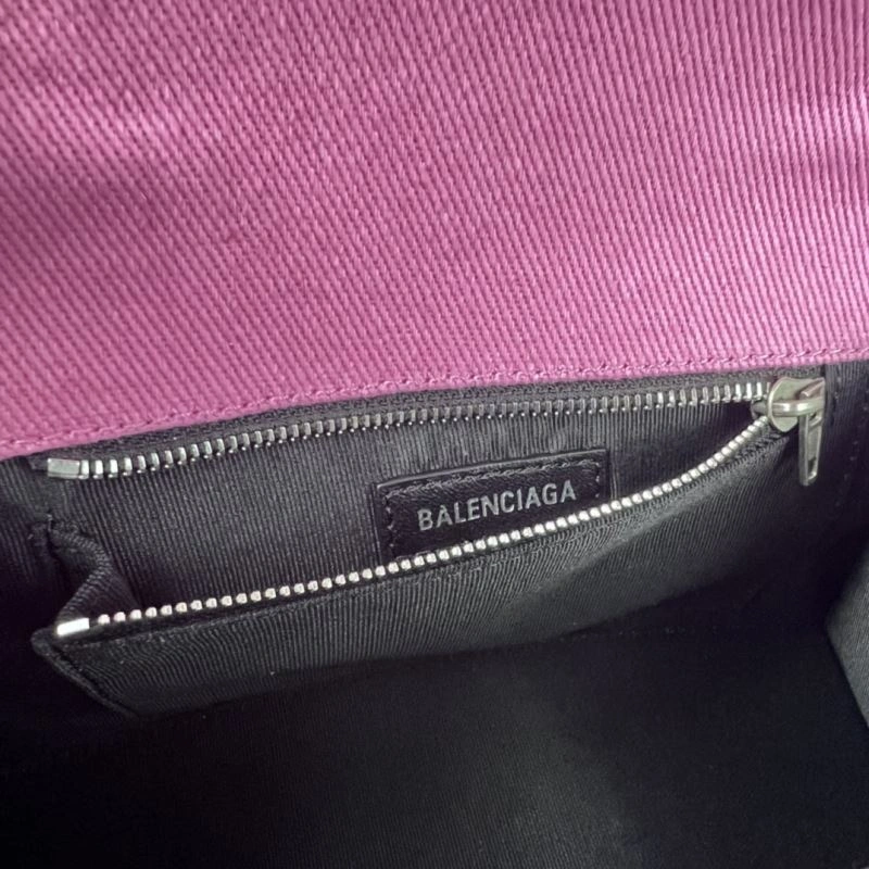 Balenciaga Hourglass Denim Pink Leather Bag -  Curved Design Chic 78696