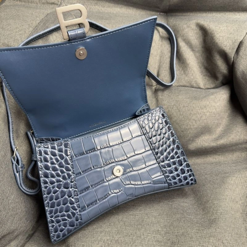 Balenciaga Hourglass Gray Crocodile Pattern Bag with Silver Buckle OnTrend 70030