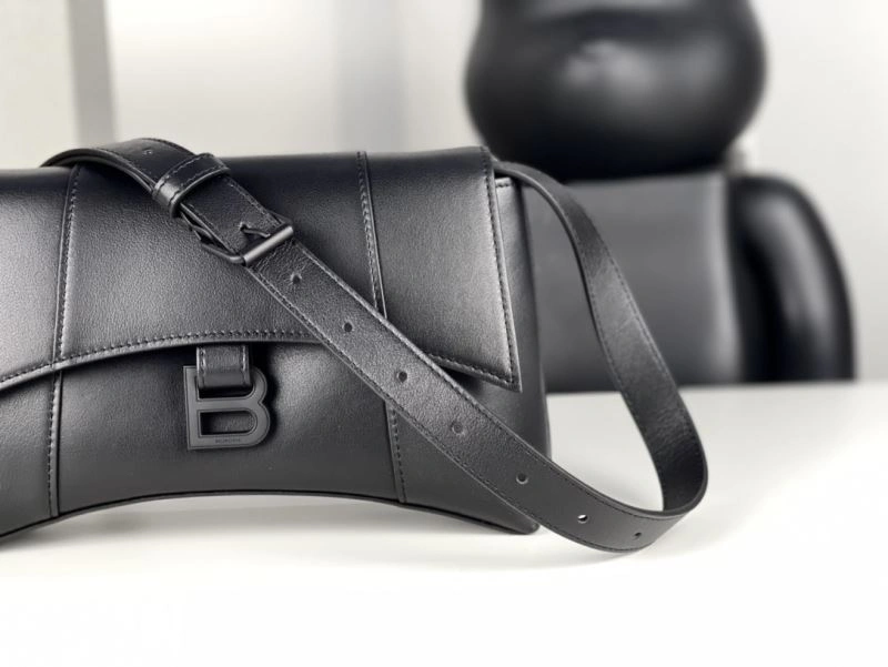Balenciaga Hourglass Mini Black Buckle Bag with B-Pull Ring OnTrend 72635