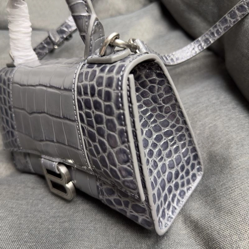 Balenciaga Hourglass XS Bag - Carbon Gray Crocodile Pattern Youthful 70020