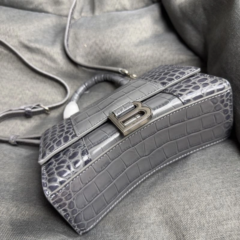 Balenciaga Hourglass XS Bag - Carbon Gray Crocodile Pattern Youthful 70020