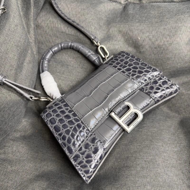 Balenciaga Hourglass XS Bag - Carbon Gray Crocodile Pattern Youthful 70020