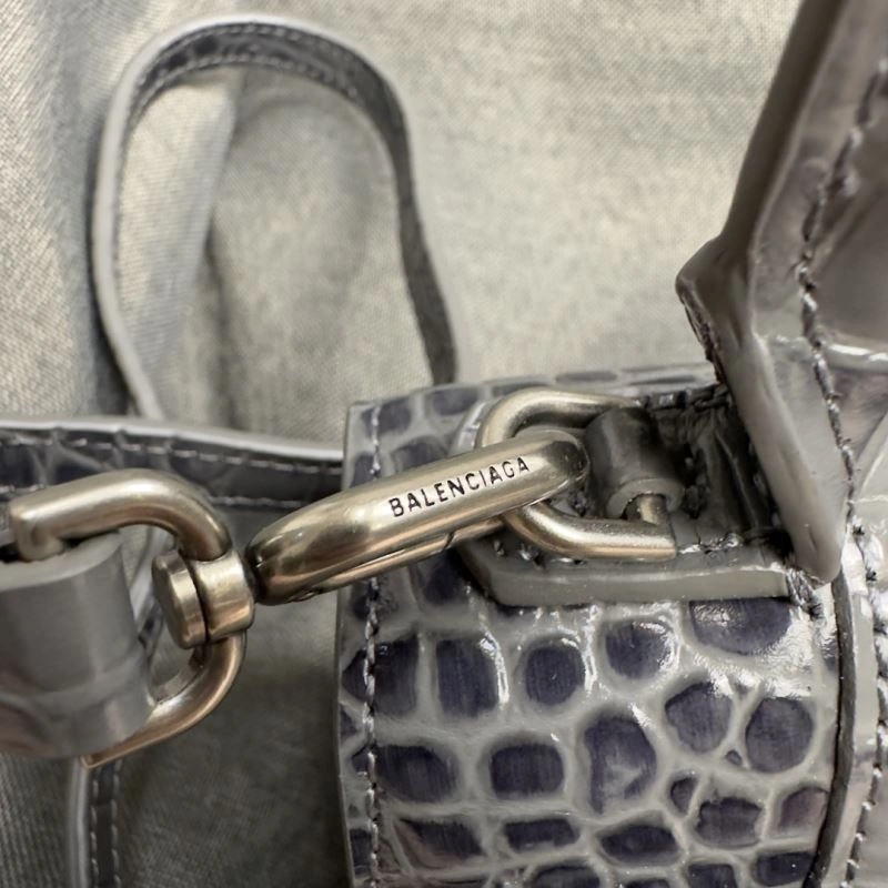 Balenciaga Hourglass XS Bag - Carbon Gray Crocodile Pattern Youthful 70020