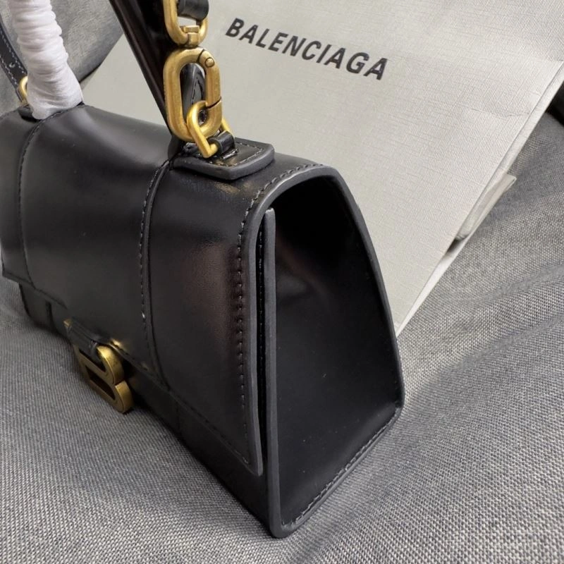 Balenciaga Hourglass XS Black Cowhide Bag with Metallic B Tab MultiPurpose 69985