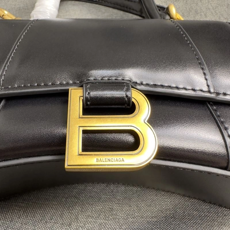 Balenciaga Hourglass XS Black Cowhide Bag with Metallic B Tab MultiPurpose 69985
