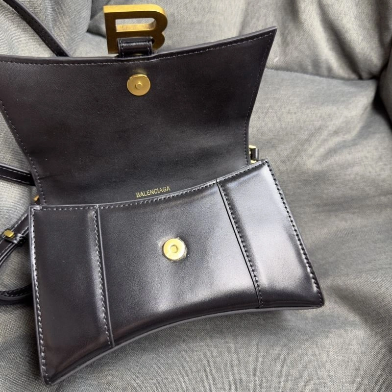 Balenciaga Hourglass XS Black Cowhide Bag with Metallic B Tab MultiPurpose 69985