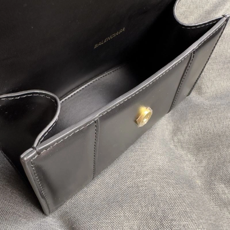 Balenciaga Hourglass XS Black Cowhide Bag with Metallic B Tab MultiPurpose 69985