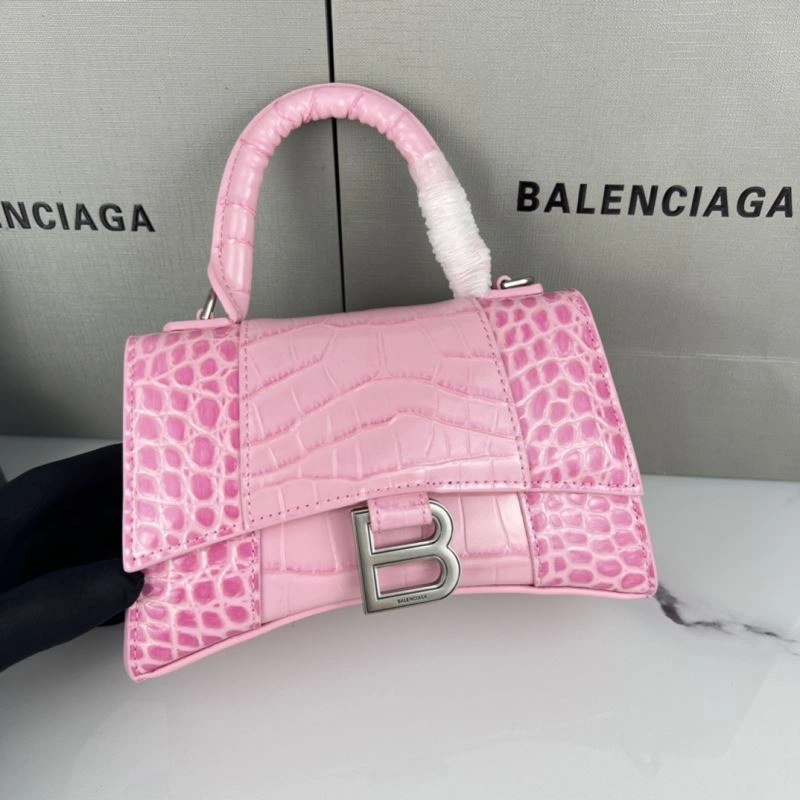 Fashionable Balenciaga Hourglass XS Cherry Blossom Pink Crocodile Bag 78740
