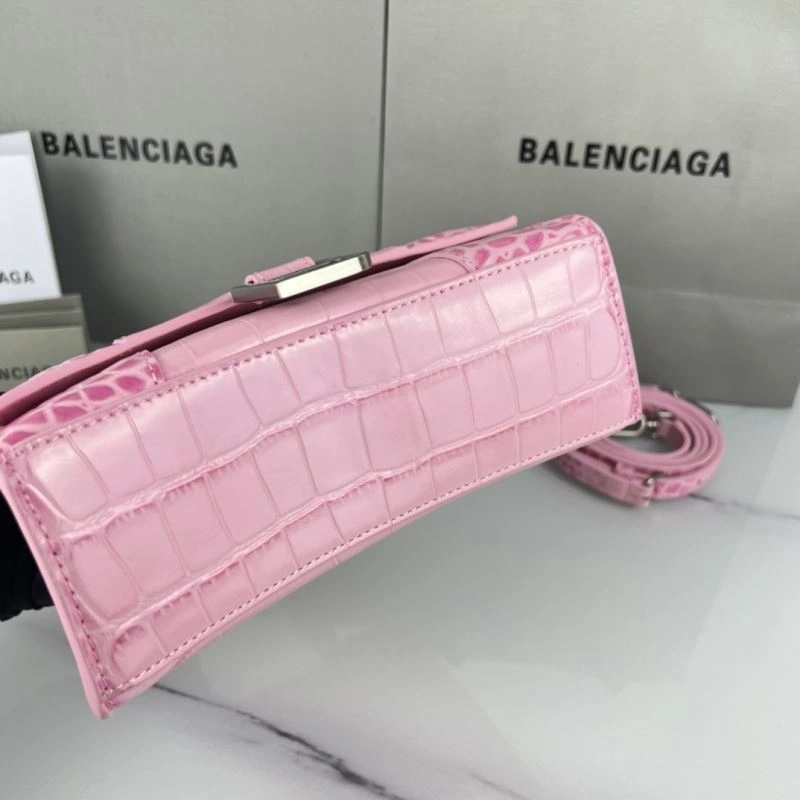 Fashionable Balenciaga Hourglass XS Cherry Blossom Pink Crocodile Bag 78740