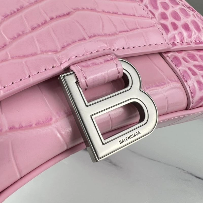 Fashionable Balenciaga Hourglass XS Cherry Blossom Pink Crocodile Bag 78740