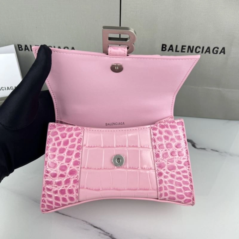 Fashionable Balenciaga Hourglass XS Cherry Blossom Pink Crocodile Bag 78740