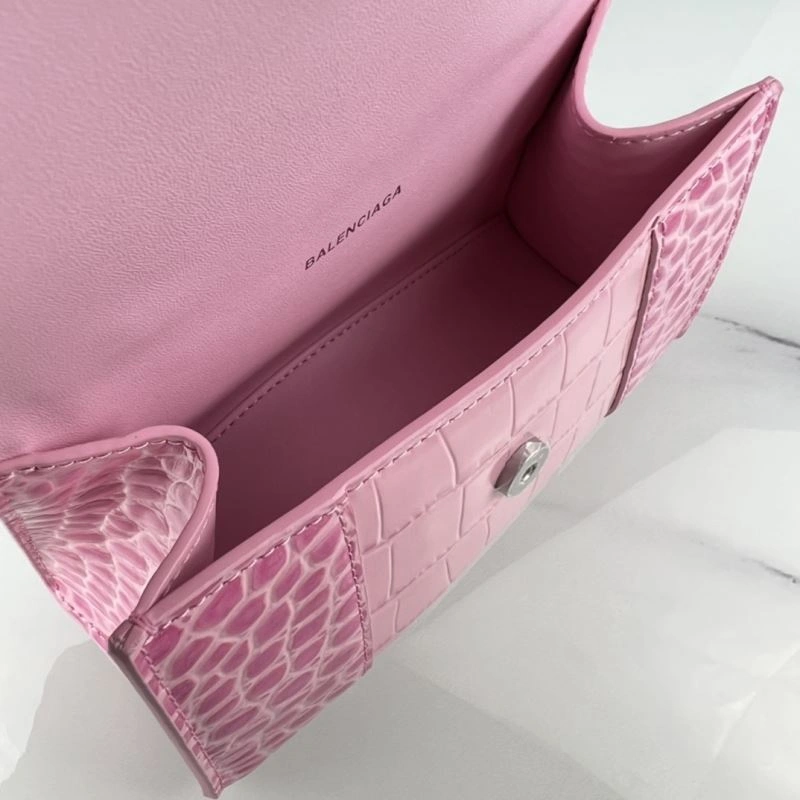 Fashionable Balenciaga Hourglass XS Cherry Blossom Pink Crocodile Bag 78740