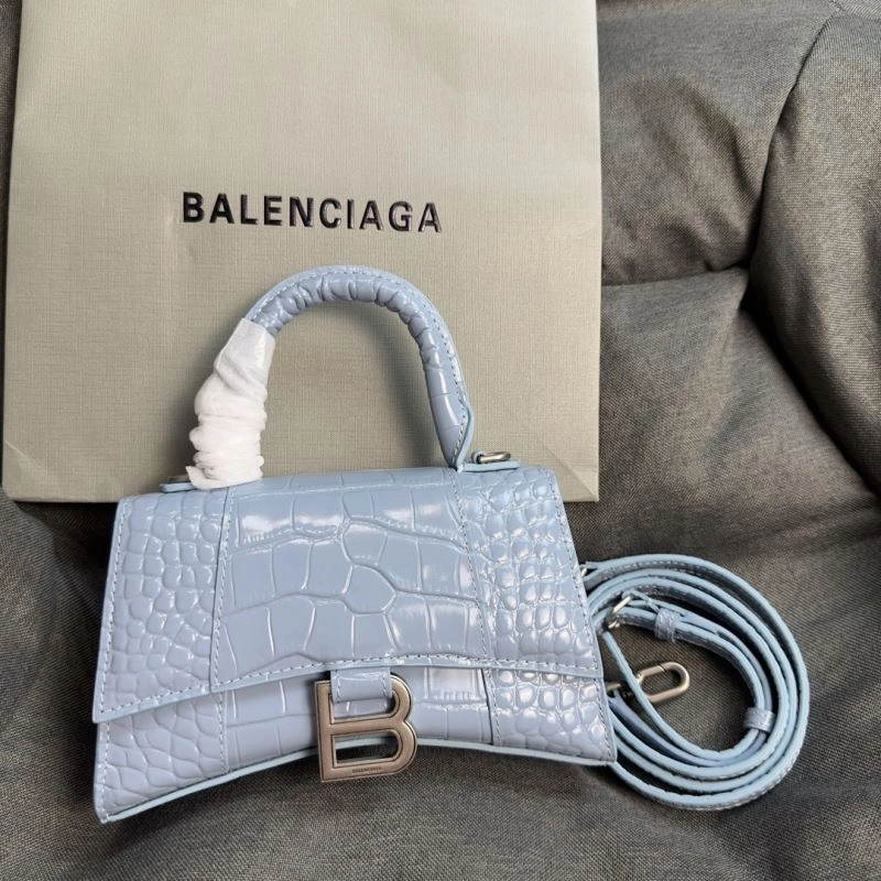 Efficient Balenciaga Hourglass XS Crocodile Pattern Bag in Fog Blue 69999