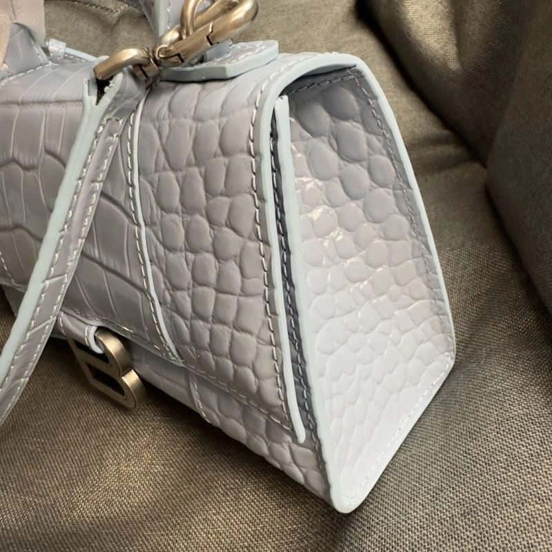 Efficient Balenciaga Hourglass XS Crocodile Pattern Bag in Fog Blue 69999