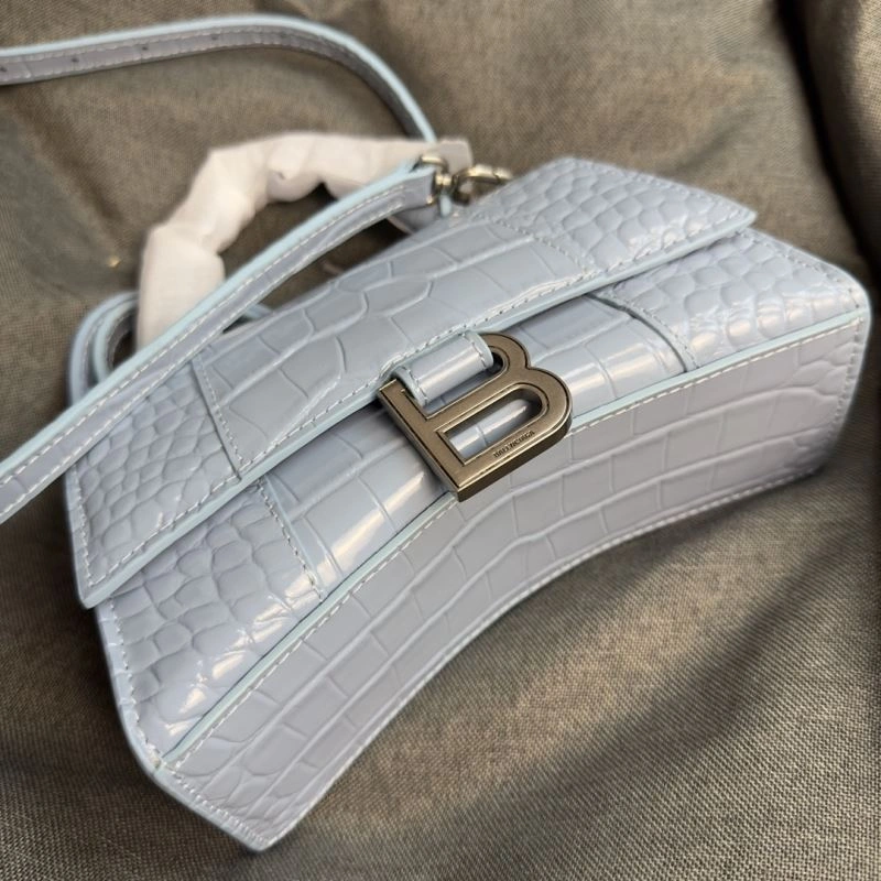 Efficient Balenciaga Hourglass XS Crocodile Pattern Bag in Fog Blue 69999