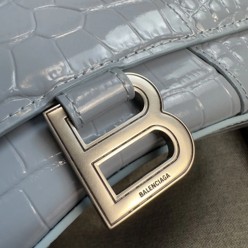 Efficient Balenciaga Hourglass XS Crocodile Pattern Bag in Fog Blue 69999