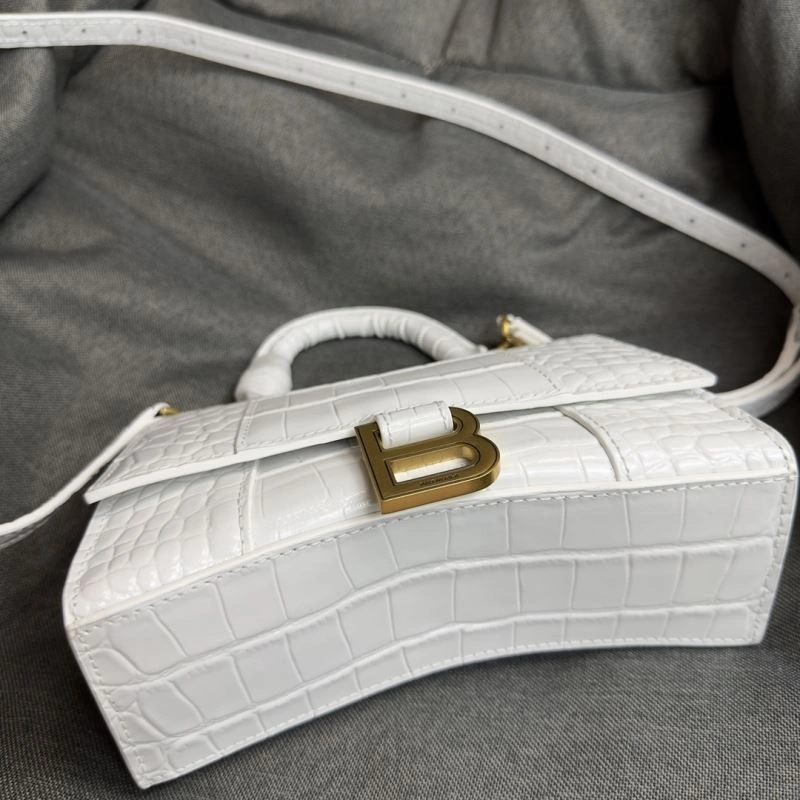 Bright Balenciaga Hourglass XS Crocodile Pattern Bag with Gold Buckle 70071