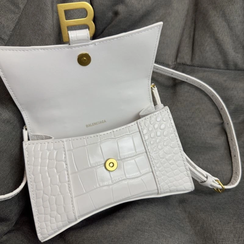Bright Balenciaga Hourglass XS Crocodile Pattern Bag with Gold Buckle 70071