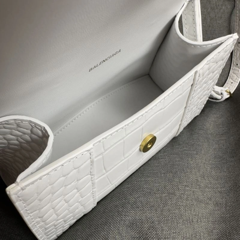 Bright Balenciaga Hourglass XS Crocodile Pattern Bag with Gold Buckle 70071