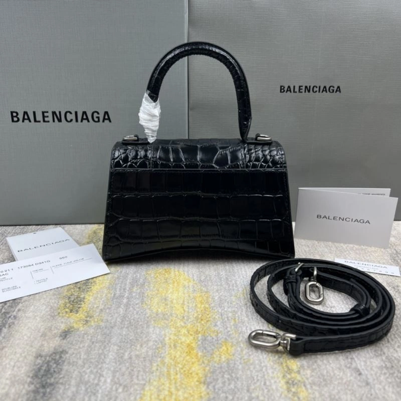 Balenciaga Hourglass XS Crocodile Pattern Bag with Silver Buckle Minimalist 78735