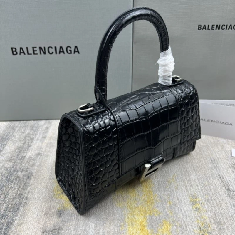 Balenciaga Hourglass XS Crocodile Pattern Bag with Silver Buckle Minimalist 78735