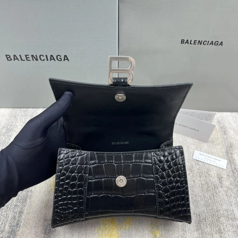 Balenciaga Hourglass XS Crocodile Pattern Bag with Silver Buckle Minimalist 78735