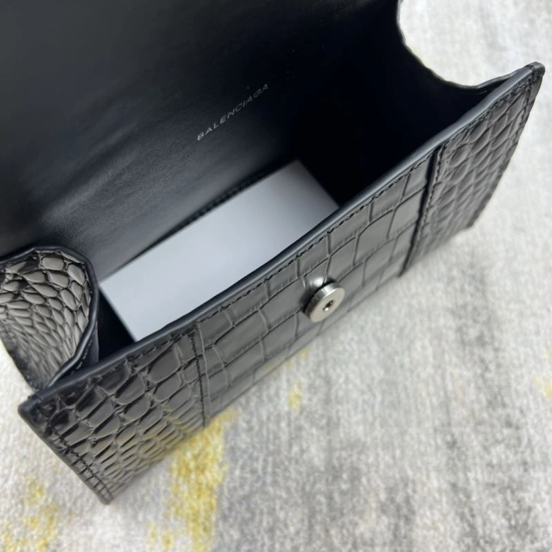 Balenciaga Hourglass XS Crocodile Pattern Bag with Silver Buckle Minimalist 78735