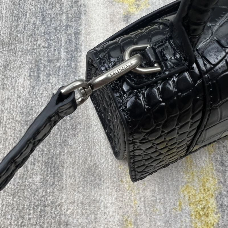 Balenciaga Hourglass XS Crocodile Pattern Bag with Silver Buckle Minimalist 78735