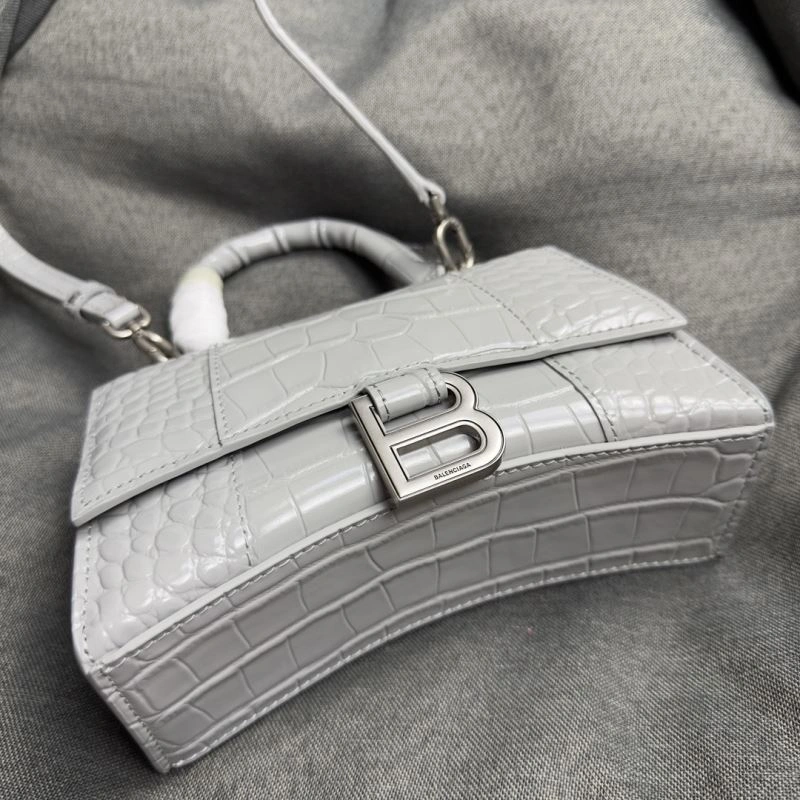 Upgraded Balenciaga Hourglass XS Crocodile Pattern Bag with Silver Buckle 69993