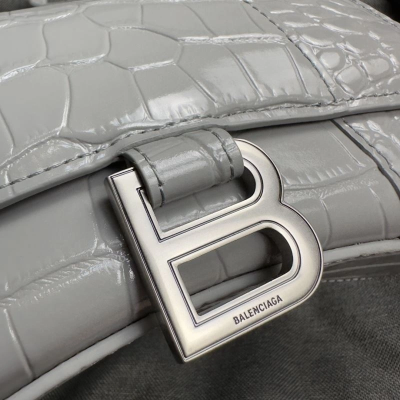 Upgraded Balenciaga Hourglass XS Crocodile Pattern Bag with Silver Buckle 69993