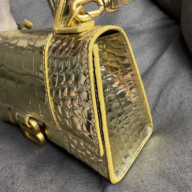 Balenciaga Hourglass XS Crocodile Pattern Gold Buckle Bag OnTrend 70000