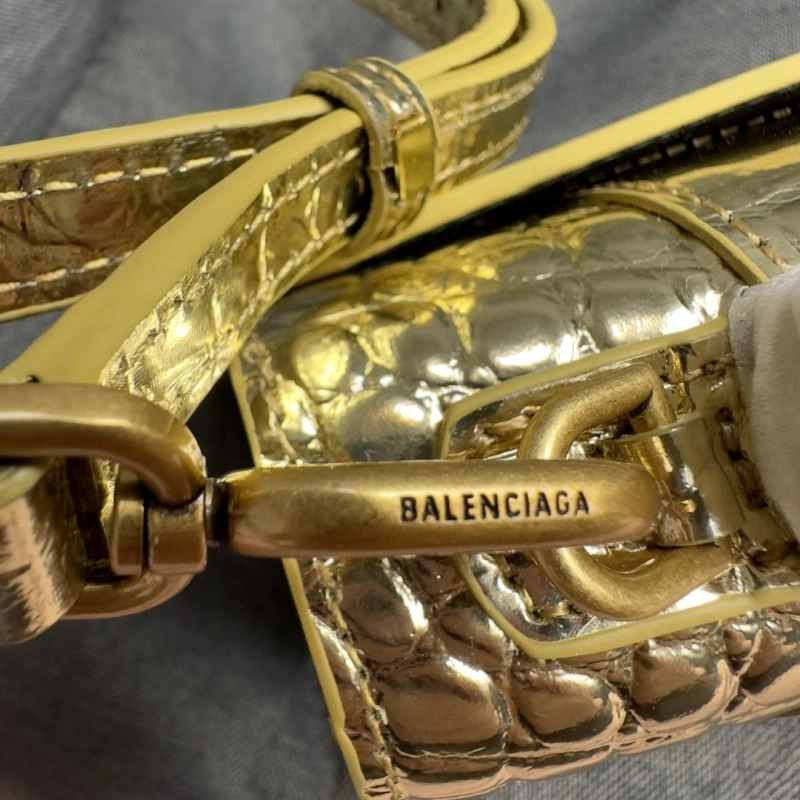 Balenciaga Hourglass XS Crocodile Pattern Gold Buckle Bag OnTrend 70000