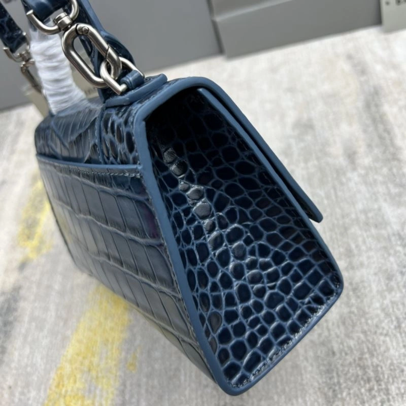 Flexible Balenciaga Hourglass XS Gray-Blue Crocodile Pattern Bag 78730