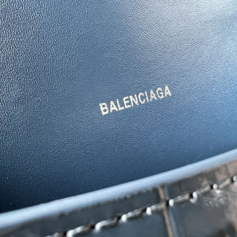Flexible Balenciaga Hourglass XS Gray-Blue Crocodile Pattern Bag 78730
