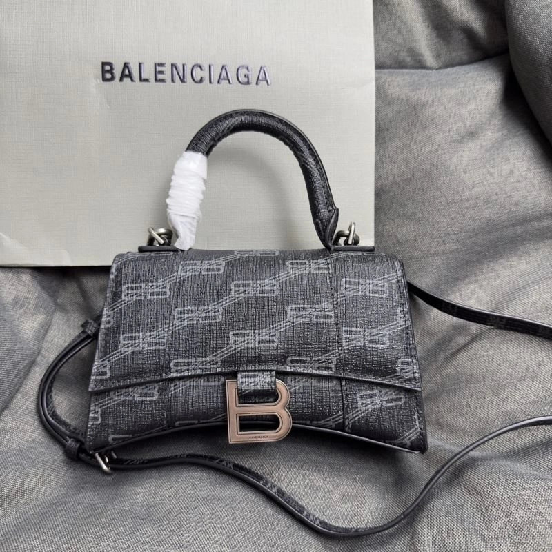 Balenciaga Hourglass XS Moonbag - Black Silver Buckle Breathable 70006