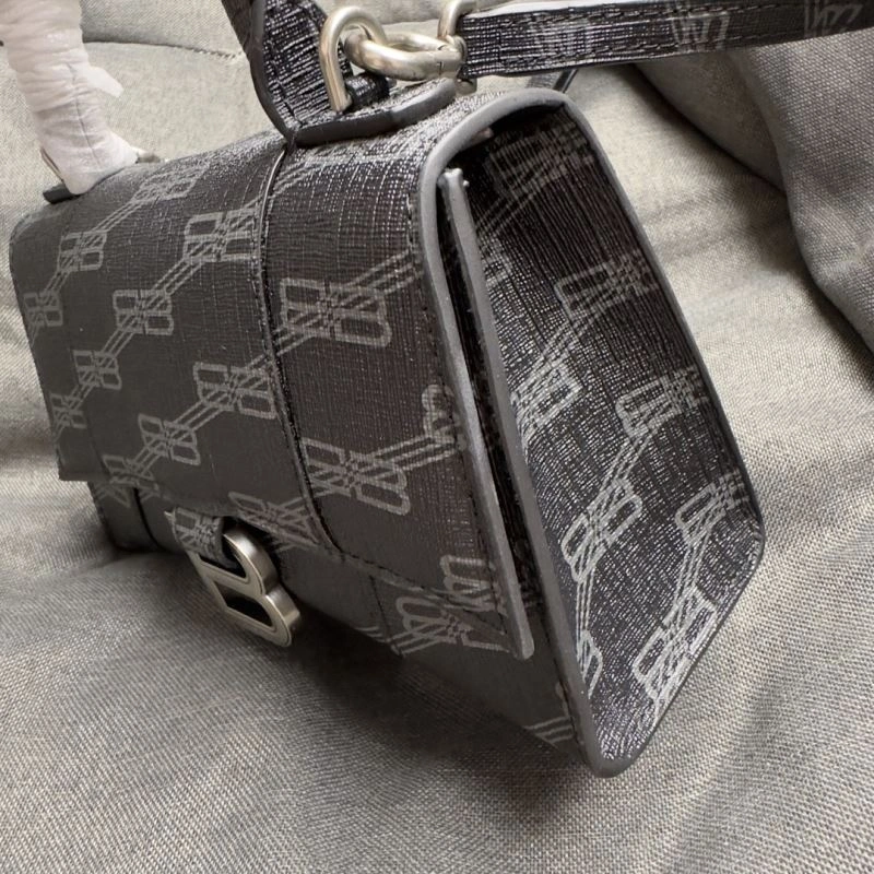 Balenciaga Hourglass XS Moonbag - Black Silver Buckle Breathable 70006
