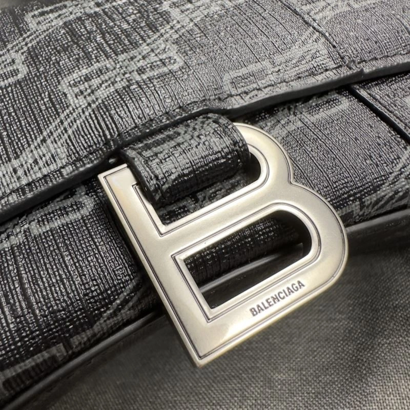 Balenciaga Hourglass XS Moonbag - Black Silver Buckle Breathable 70006
